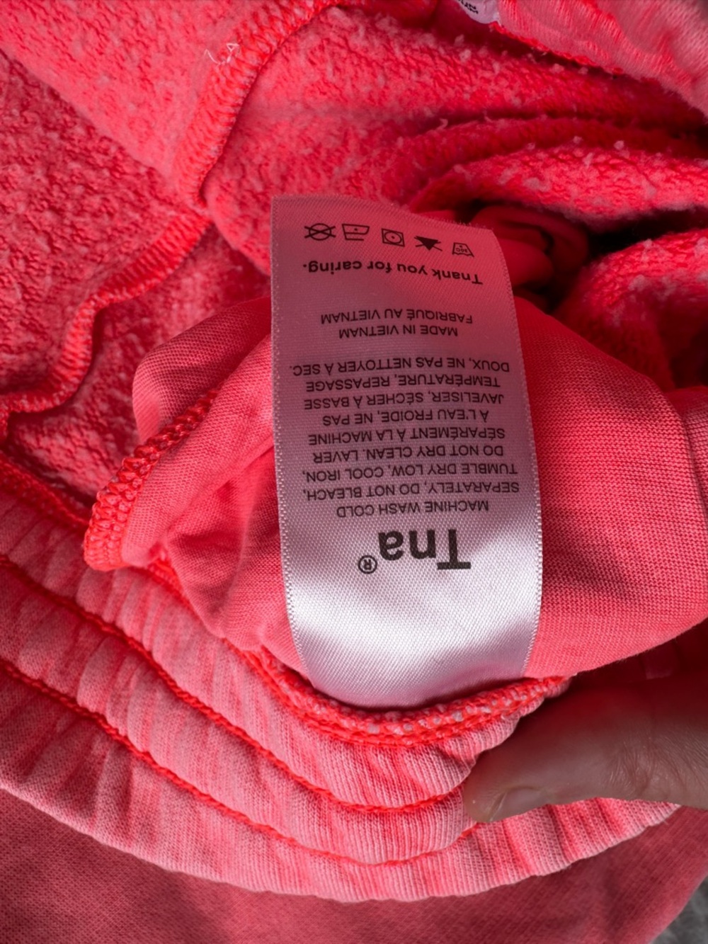 Tna by aritzia Coral Pink Cropped Hoodie Jogger Set XS Cozy Fleece - Picture 11 of 14